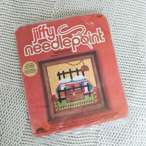 Jiffy needlepoint kit, 70s vintage, unused, "Feather Bed"